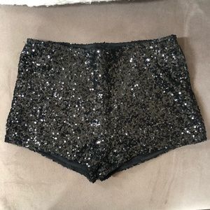 Bear Dance Black Sequined Shorts, Size S